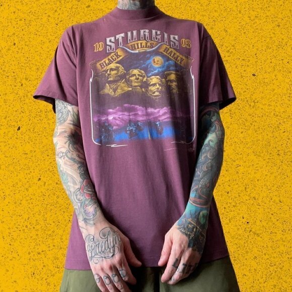 Vintage STURGIS biker t shirt rare 1993 single stitch plum purple Harley
